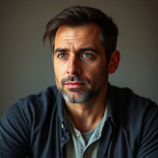 Retrato de Ricardo Alves, instrutor de improvisaäão teatral.